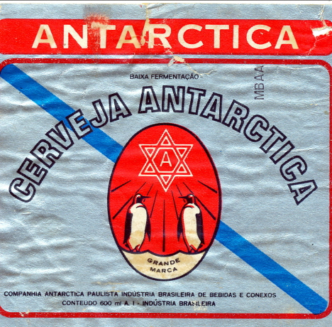 Etiketten på vår stora flaska öl från Brasilien, La Poza del Bato, S:ta Korset (1973)