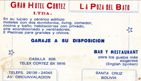 Hotellets reklamkort, La Poza del Bato, S:ta Korset (1973)